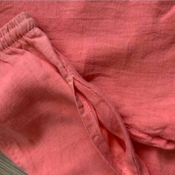 Women's Linen Wide Leg Pants with Drawstring Orange Size S/M Boho Beachy Coastal - Picture 11 of 12